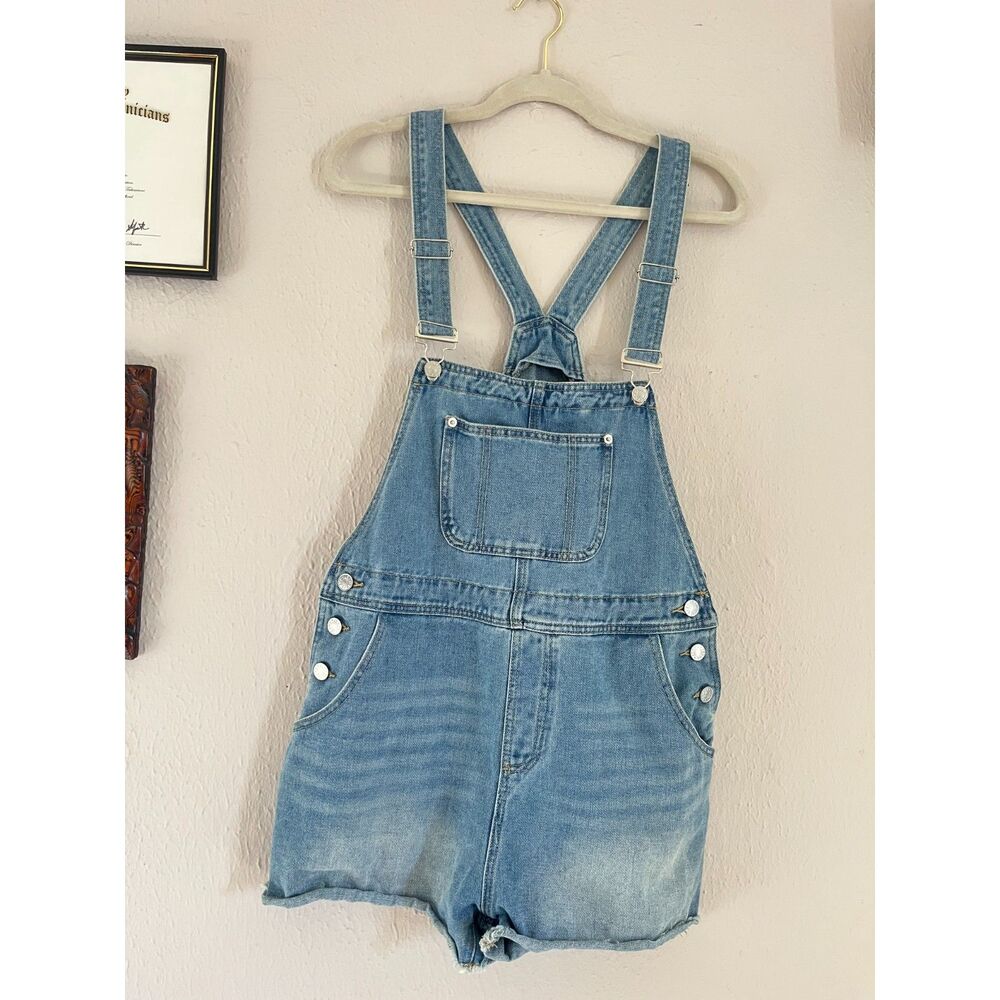 Cotton Blend Overall Shorts, chic, 3 in inseam